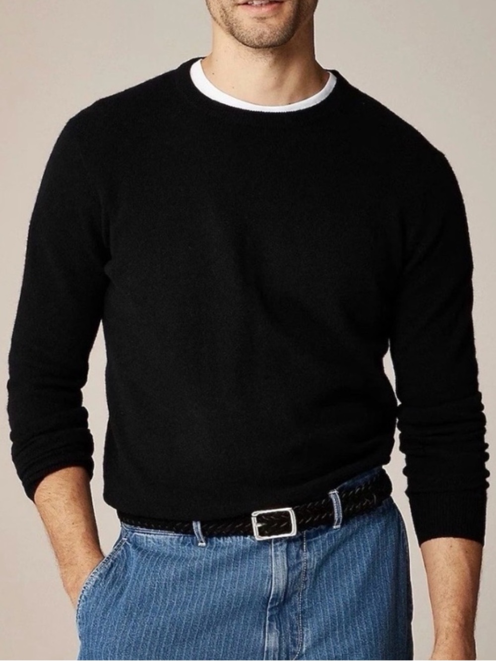 J. Crew Men's 100% Cashmere Crewneck Sweater Black Medium